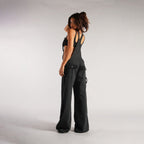 Jumpsuits Jeans Overalls  Backless Vintage Full Length Denim Straight Pants Loose Pockets