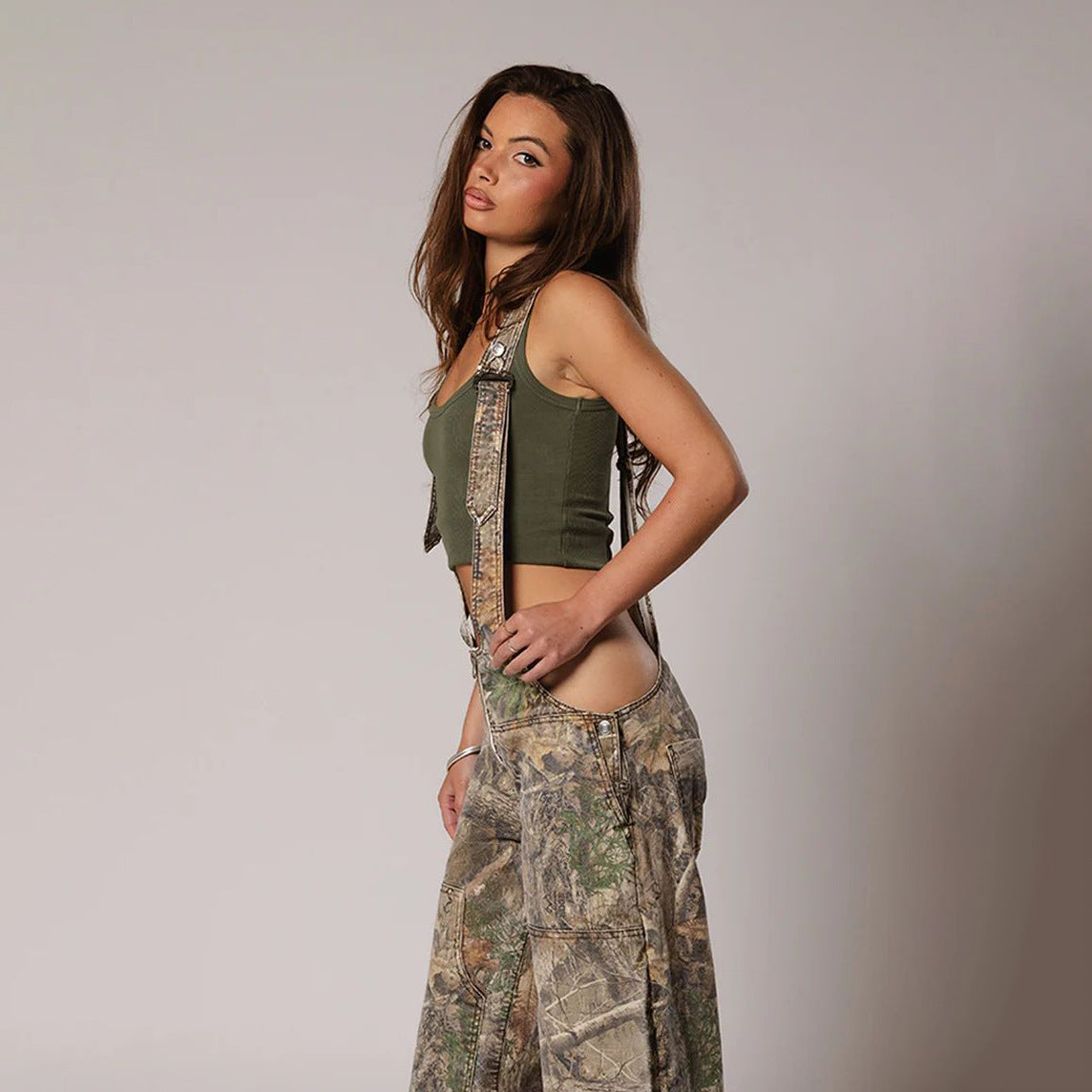 Jumpsuits Jeans Overalls  Backless Vintage Full Length Denim Straight Pants Loose Pockets