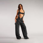 Jumpsuits Jeans Overalls  Backless Vintage Full Length Denim Straight Pants Loose Pockets
