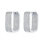 925 Silver Square Hoop Earrings Full Round Cut Moissanite Diamond Earrings