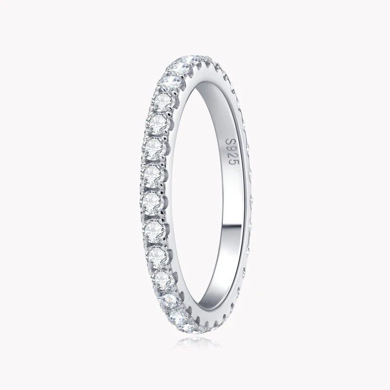 Anziw Classic Stackable Rings 925 Sterling Silver 2mm D Moissanite