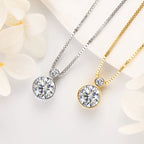 925 Sterling Silver Necklace D2.10CT 8mm&3mm Bezel Setting Round Cut Moissanite