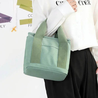 Small Bag with Zipper This Thousand Layer Bags Small Lady Single Shoulder Portable Thickened Canvas Mobile Phone Bucket Tote Bag