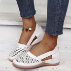 Summer soft sole mother sandals fish mouth middle-aged and elderly leather shoes flat middle-aged single shoes women's shoes - Imbasat