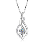Anziw 925 Sterling Silver 4mm Round Moissanite Twist Pendant Necklace