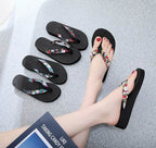 Women's Summer Fashion EVA Slipper Bohemian Satin Ribbon Female Flip Flop 2023 Bronzing Beach Simple Leisure Women Shoes - Imbasat