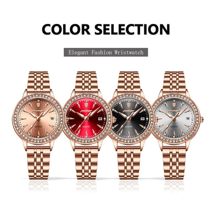 POEDAGAR Women's Watches Elegant Fashion Original Quartz Watch for Girl Diamond Bezel Waterproof Stainless Steel Luminous Date