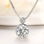 925 Sterling Silver Necklace D2.10CT 8mm&3mm Bezel Setting Round Cut Moissanite