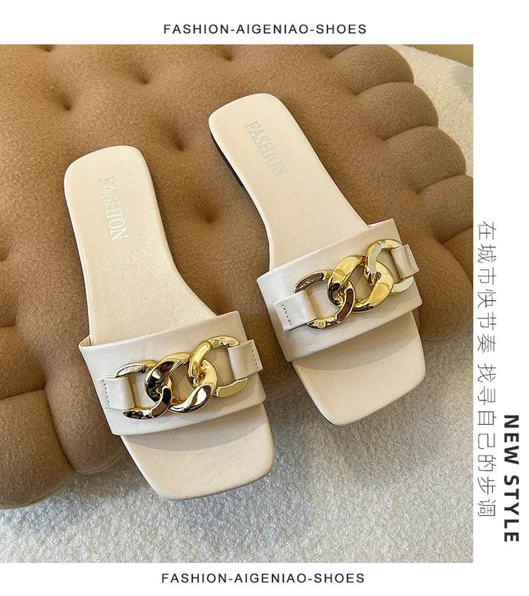2023 New Summer Women's Slippers Roman Fashion Designer Flat Sandals Latex Soft Sole Shoes Female Breathable Beach Flip-flops - Imbasat