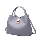 Woman Shoulder Bag Large Capacity Handbag Women Crossbody Bag Lychee Pattern PU Portable Bucket Bag Ladies Messenger Bags - Imbasat