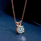 Anziw Rose Gold Plated Moissanite Pendant Necklace (1.0ct ) Sparking D Color Diamond 925