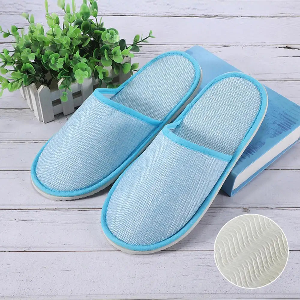 1 Pair Hotel Travel Slippers Cotton Linen Disposable Slippers Sanitary Home Guest Use Men Women Indoor Bedroom House Shoes