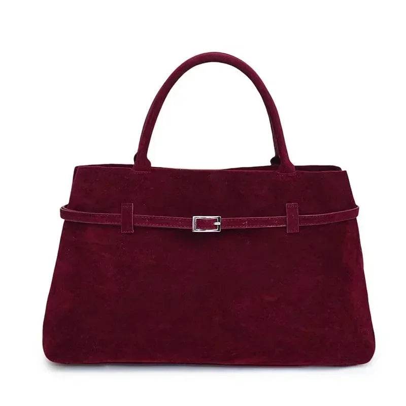 Buckle Decorative Design Solid Faux Suede Handbag Large Capacity Hasp Casual Tote 2024 Hot Sale Bags for Women Bolsas Femininas - Imbasat