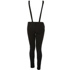 Denim Overalls Jeans Ankle Length Pencil Pants Pockets Holes Solid High Waist