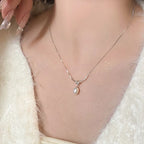 925 Silver Pearl Simple Elegant Thin Chain Pendant Necklace