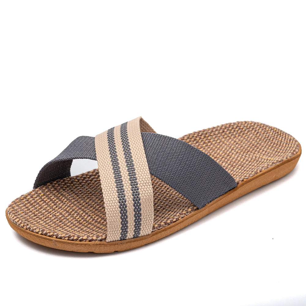 Flat Slippers Linen Lightweight Eva Non-Slip Slides