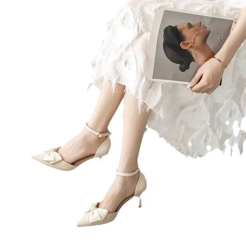 Medium Heel Heels Women's Shoes Trend Pointed Toe Butterfly Stilettos Elegant Dress Weddings Bridal Party White Designer - Imbasat