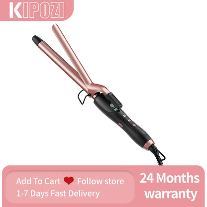 KIPOZ Curling Wand 19mm, Ceramic Barrel Pro hair curler with Adjustable Temperature, Include Heat Resistant Glove Travel Size