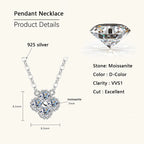 Lnngy 925 Sterling Silver Four Leaf Flower Pendant Necklace