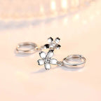Solid 925 Sterling Silver Crystal Zircon Flower Drop Earrings For Women New Jewelry Fashion XY0067 - Imbasat