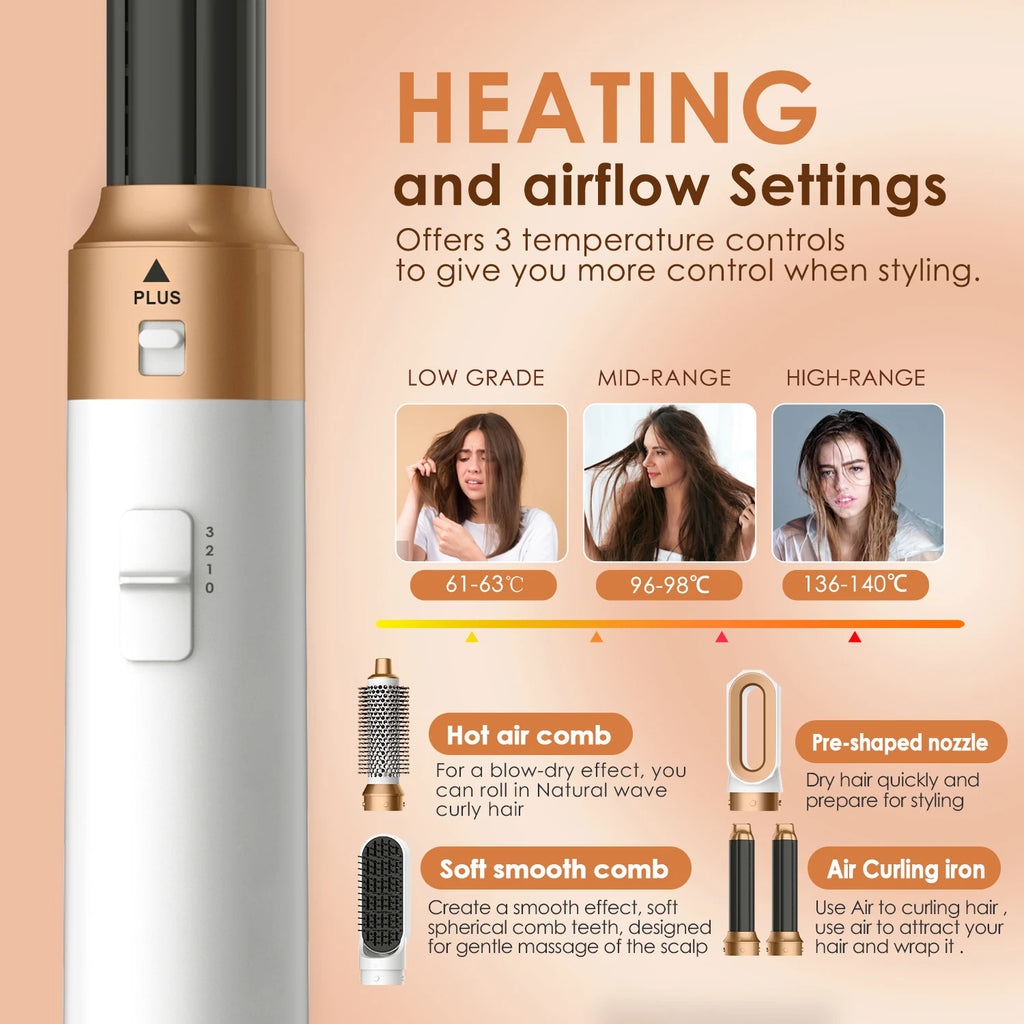 RESUXI Air Comb Set Hair Straightening Brush Dryer Wrap Auto Curling Hair Dryer