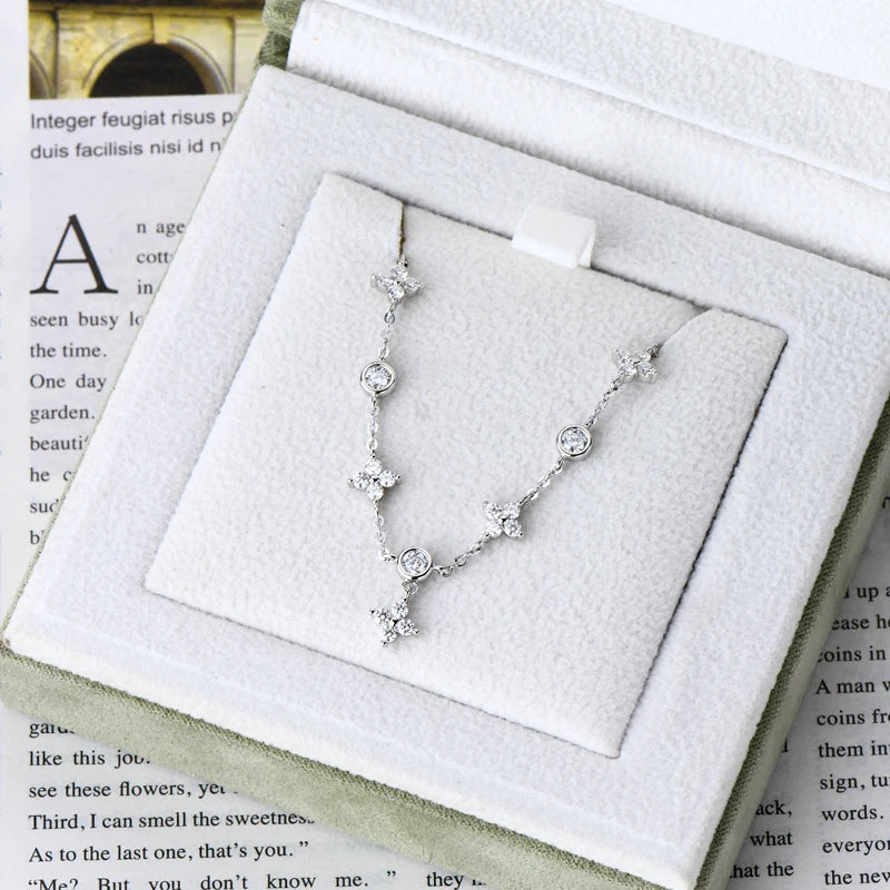 Anziw Silver 925 Four Leaf Clover Bracelet Certified D Color Moissanite Bracelets Gold Plated