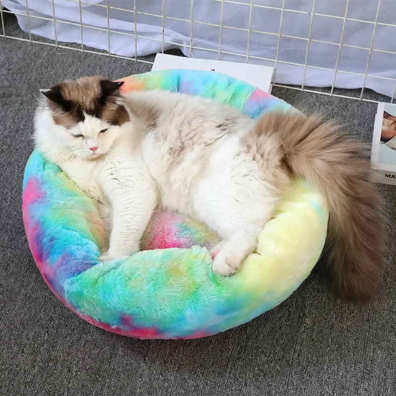 Super Soft Pet Cat Bed Plush Full Size Washable Calm Bed Donut Bed Comfortable Sleeping Artifact Suitable For All Kinds Of Cats