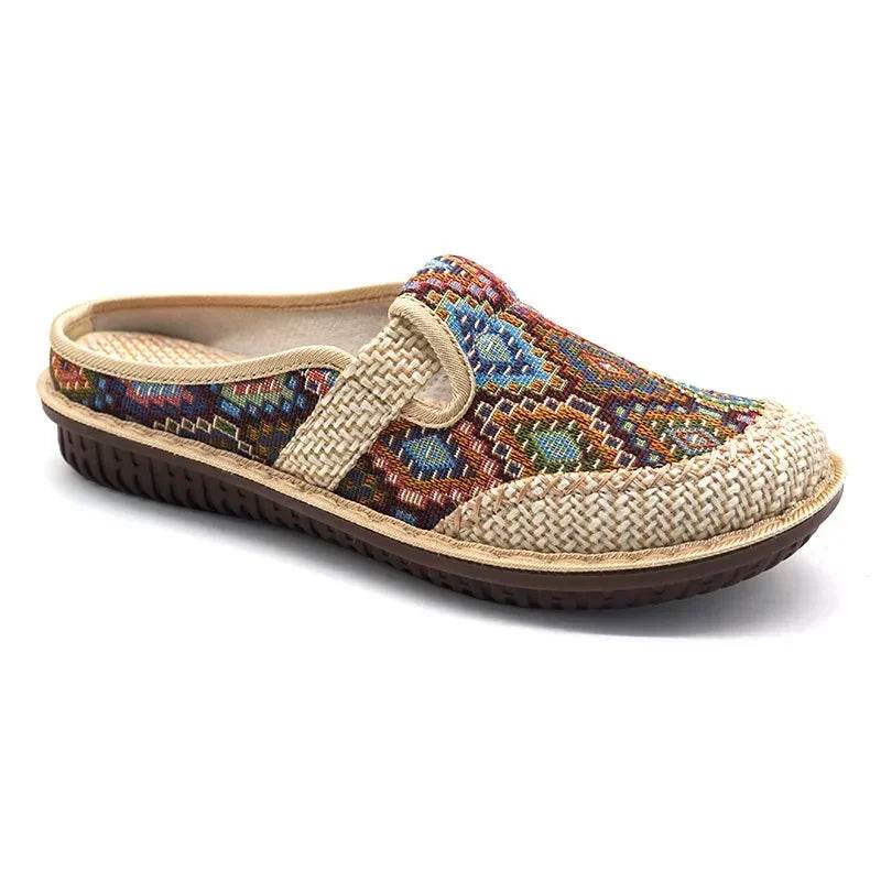 Fashion Women's Shoes Ethnic Style Embroidered Linen Breathable Outdoor Casual Slippers Shoes for Women Zapatos De Mujer 2024 - Imbasat