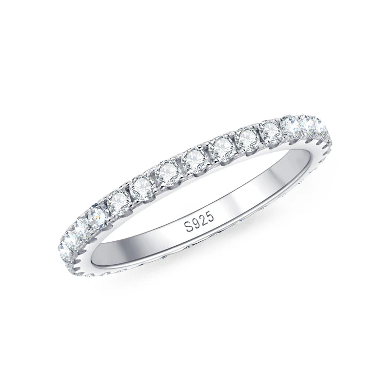 Anziw Full Eternity Bands 2mm Moissanite 925 Sterling Silver
