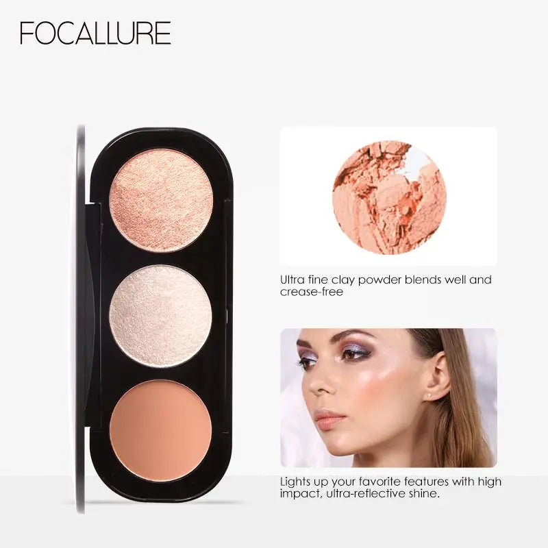 Focallure 3 In 1 Makeup Palette Blush Highlighter Face