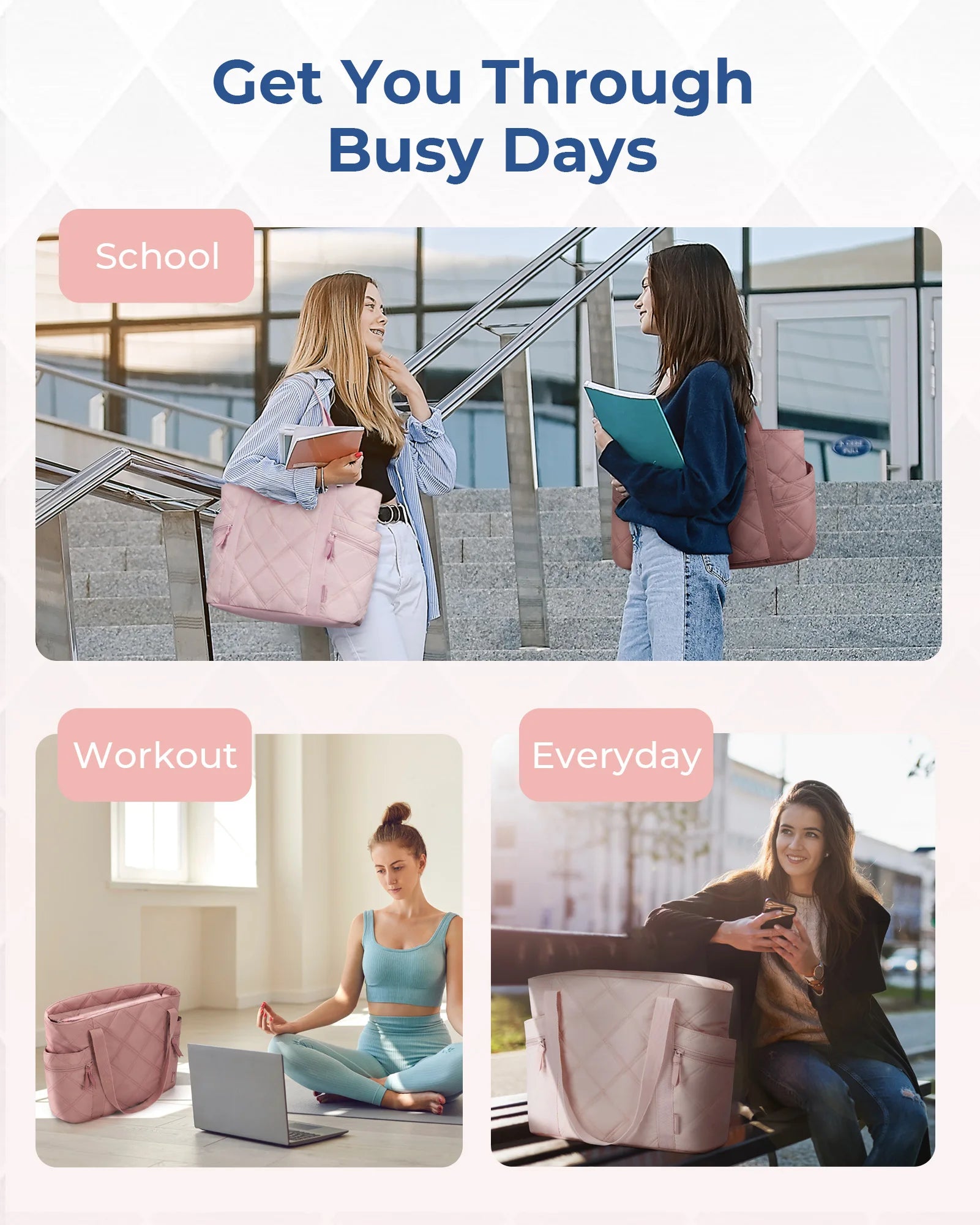 BAGSMART Tote Bag, Puffer Tote Bag