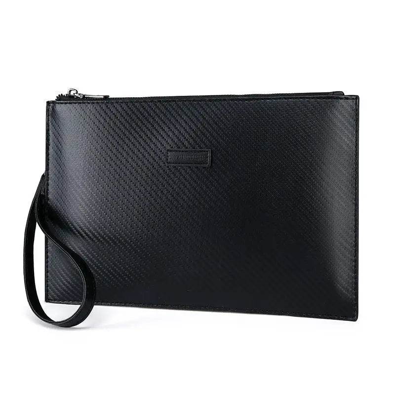 Men's Solid Leather Clutch Bag, Business Wrist Strap, Envelope Bag, Stripe Clutch, Evening Bag, Male Clutches, Handbag, Fashion