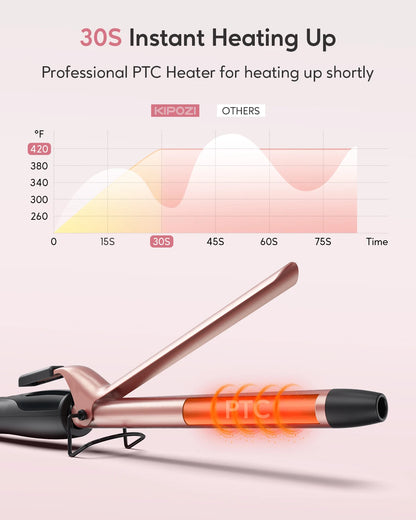 KIPOZ Curling Wand 19mm, Ceramic Barrel Pro hair curler with Adjustable Temperature, Include Heat Resistant Glove Travel Size