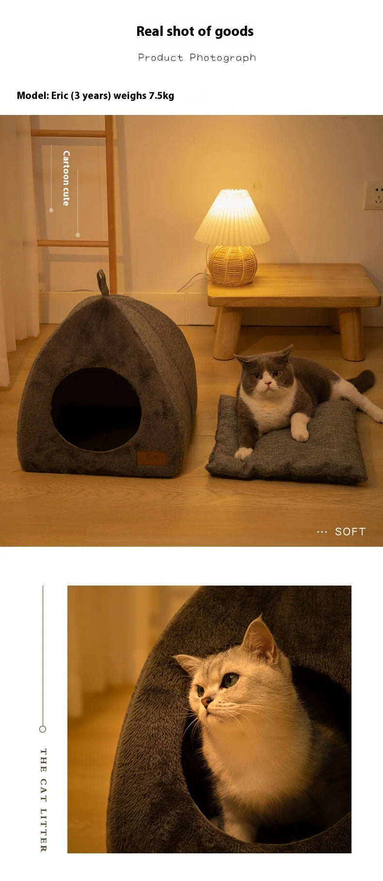 New Triangle Cat Nest Closed Cat House Pet Nest Warm and Thickened Deep Sleep Dog Nest Pet Supplies Closed Cat bed cat tents