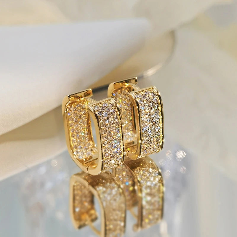 Anziw Original Full Moissanite Earrings  Square Hoop Silver 925