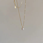 Fashion 925 Sterling Silver Pearl Necklace Geometric Shape