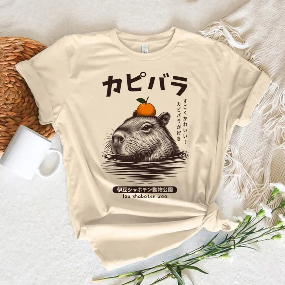 Funny Anime Capybara T Shirt Women Soft Fabric