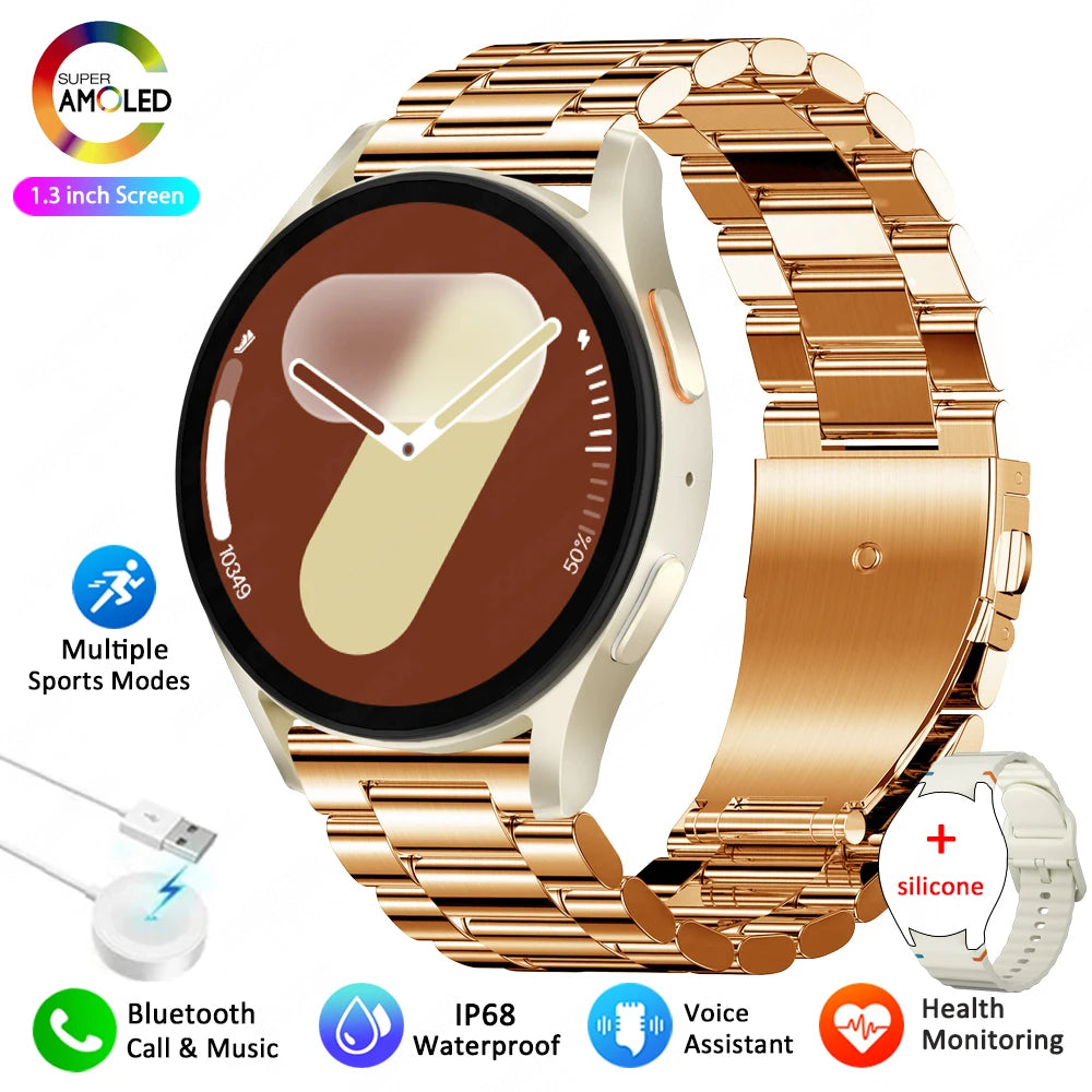 For Galaxy Watch 7 Smart Watch Men Women AMOLED HD Screen Compass Heart Rate Fitness Sport Waterproof Bluetooth Call Smartwatch