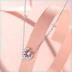 ANENJERY Heart Shaped Zircon Star Moon Necklace female New Fashion Exquisite Simple