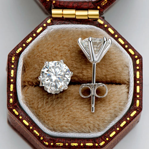 1CT 2CT 3CT D Color Moissanite Earrings Silver 925 Piercing Stud