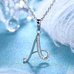 Anziw Name Necklace 26 Letter Initial Moissanite Pendant Real Silver 925