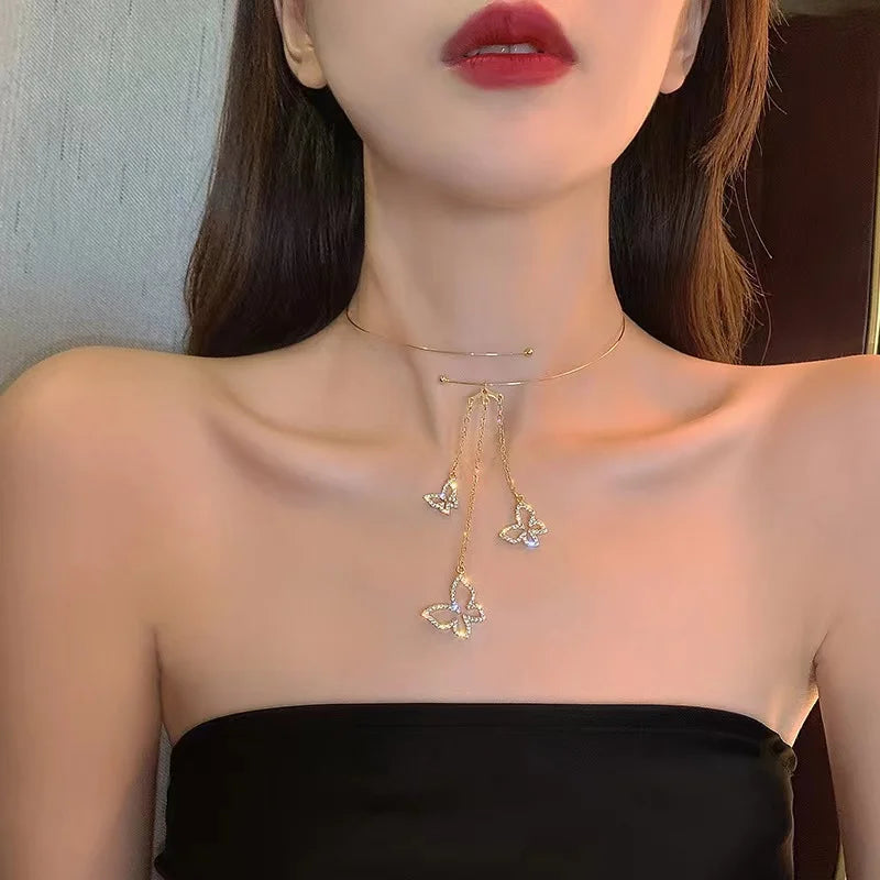 Vintage Zircon Flower Pearl Necklace