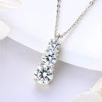 925 Silver Women's Necklace 1.80CTW.3 Stones D Color