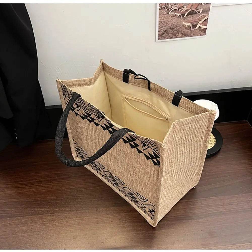 Vintage Korean Tote Bag Casual Lady Shoulder Eco Canvas Bags National Style Women Recycle Handbag Shopping Bag Storage Bag - Imbasat