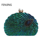 Evening Bags Luxury Lady Novelty Purses for Weddings Party Peacock Shape Design Party Clutches Blue Clutch Bag Women Handbags - Imbasat