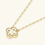 Lnngy 925 Sterling Silver Four Leaf Flower Pendant Necklace