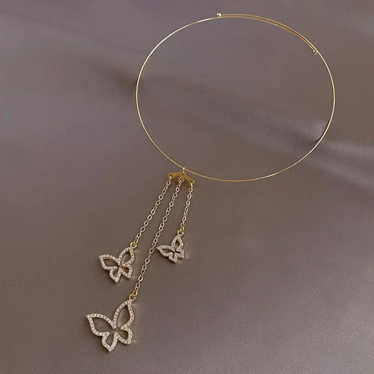 Vintage Zircon Flower Pearl Necklace