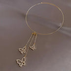 Vintage Zircon Flower Pearl Necklace