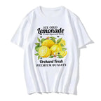 Lemon Print Short Sleeve Crew Neck Casual