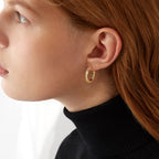 Anziw Classic Real Moissanite Hoop Earrings 925 Silver 18K Gold Plated Clip Earrings